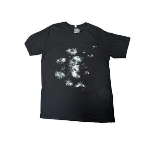 Black floral graphic tee t shirt cotton size XXL